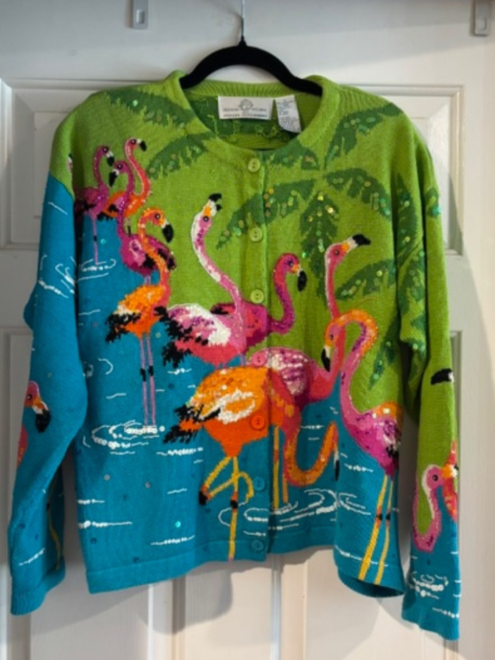 Designs Option by Philip & Jane Gordon Sweater- Flamingos- Gorgeous! SZ-L